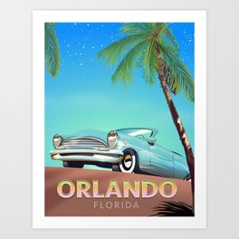 Orlando Florida vintage travel poster, Art Print