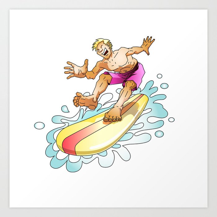 Surfer surfing on the wave Art Print