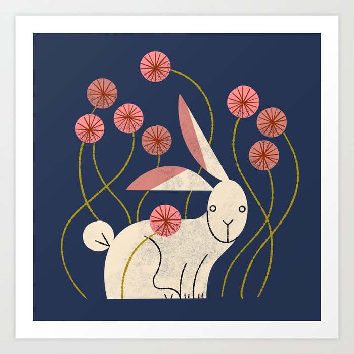 Rabbit And Wildflowers Art Print