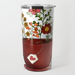 Filled with love sublimation Travel Mug | Graphicdesign, Retro, Aesthetic, Teacup, Teatime, Cup, Pattern, Pink, Blue, Tealover 