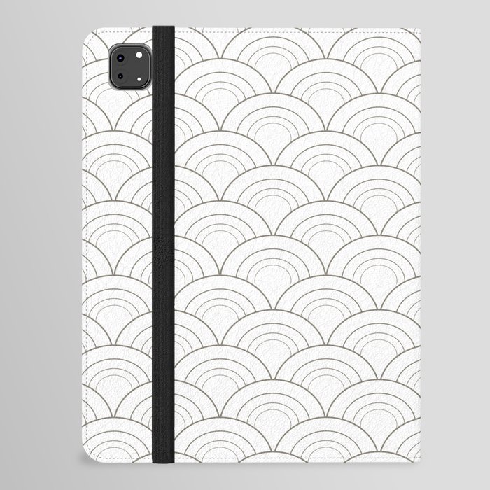 Brown and White Simple Scallop Curve Pattern - 2022 Popular Colour Fireplace Mantel 0569 iPad Folio Case