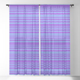[ Thumbnail: Purple and Cornflower Blue Colored Lines/Stripes Pattern Sheer Curtain ]