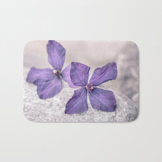 Zen Soft Pastel Purple Clematis Blossom Bath Mat