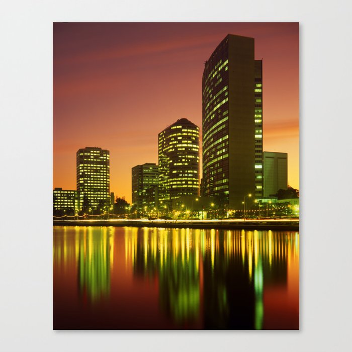 Lake Merritt and Downtown Oakland in Golden Sunset Canvas Print
