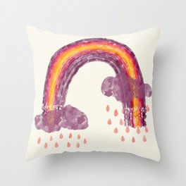 Curly Rainbow Throw Pillow