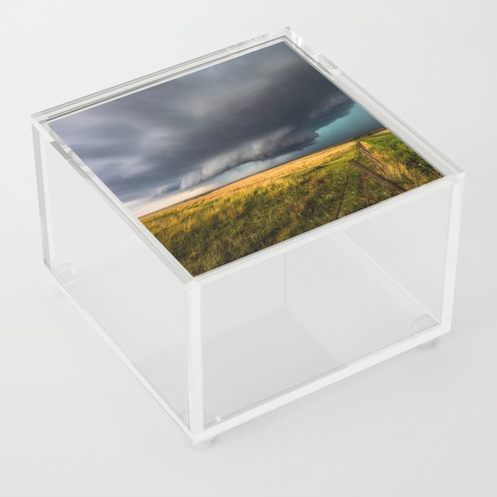 Never Stop the Rain - Supercell Thunderstorm Develops Over Open Prairie in Oklahoma Acrylic Box