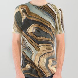 White Gold Agate Abstract All Over Graphic Tee