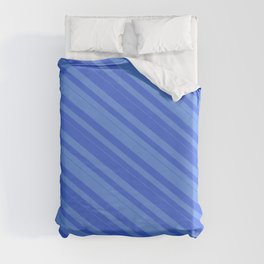 [ Thumbnail: Cornflower Blue & Royal Blue Colored Lined/Striped Pattern Duvet Cover ]