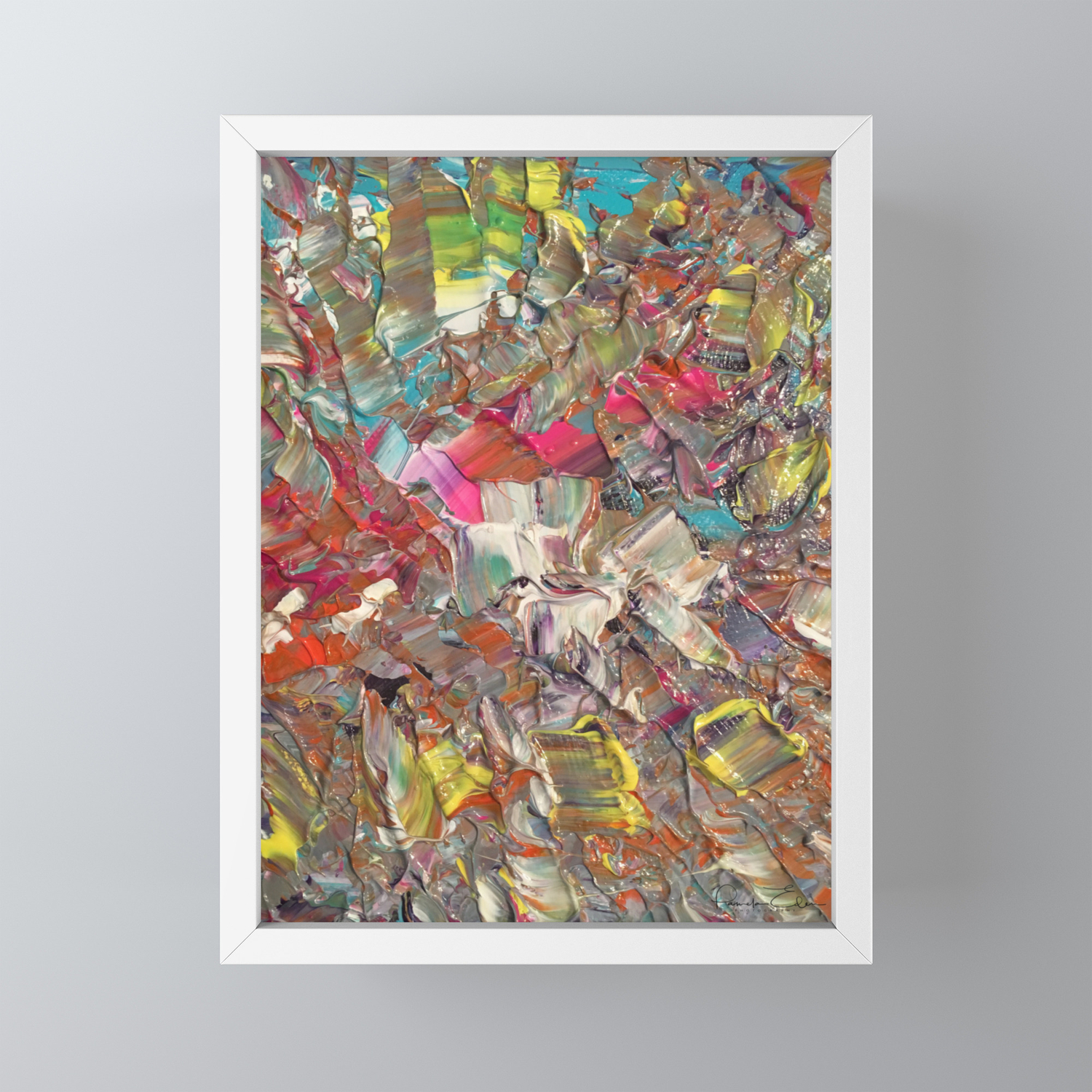 Abstract Acrylic Palette Knife Painting Framed Mini Art Print By