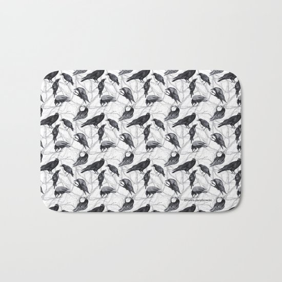 Crow Pattern Bath Mat