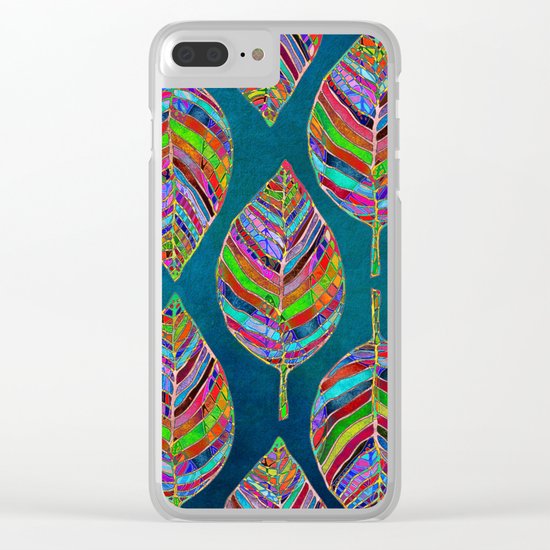 Multicolor Leaf Pattern Clear iPhone Case
