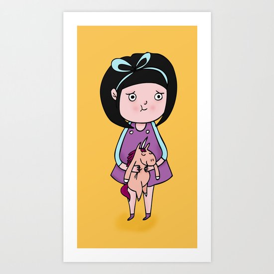 Kid and Unicorn Art Print