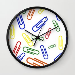 colorful paperclip white background Wall Clock