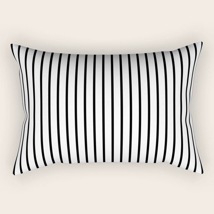 Black Pinstripe On White Pattern Rectangular Pillow by honorandobey