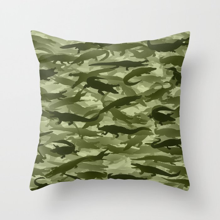 Crocodile camouflage Throw Pillow