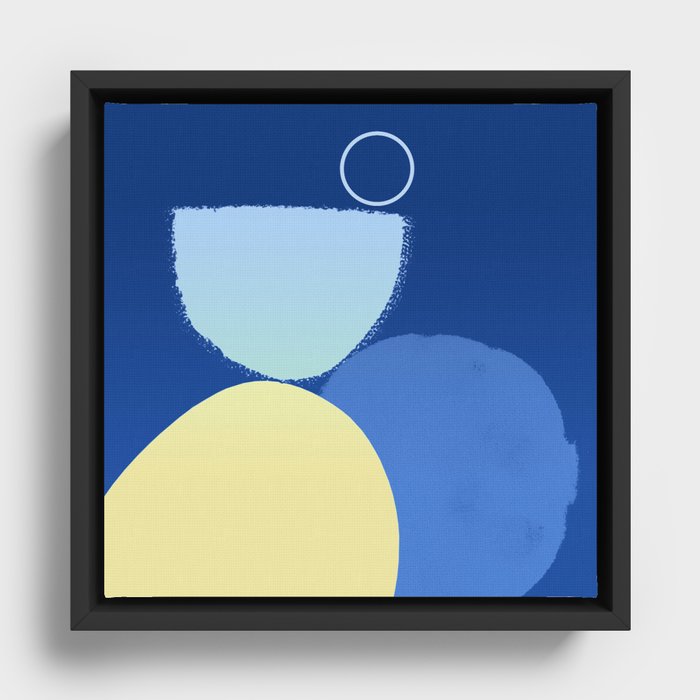 Blue 80s Arches and Circles Balance Framed Canvas