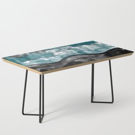 Mountains from a Dream - Contemporary Abstract in Black and Green 1 Coffee Table