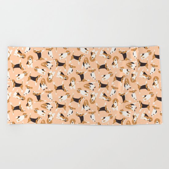 beagle scatter peach Beach Towel