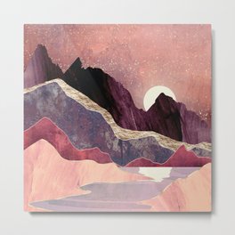 Blush Vista Metal Print | Mauve, Sun, Water, Contemporary, Mountains, Gold, Vista, Lavender, Digital, Blush 