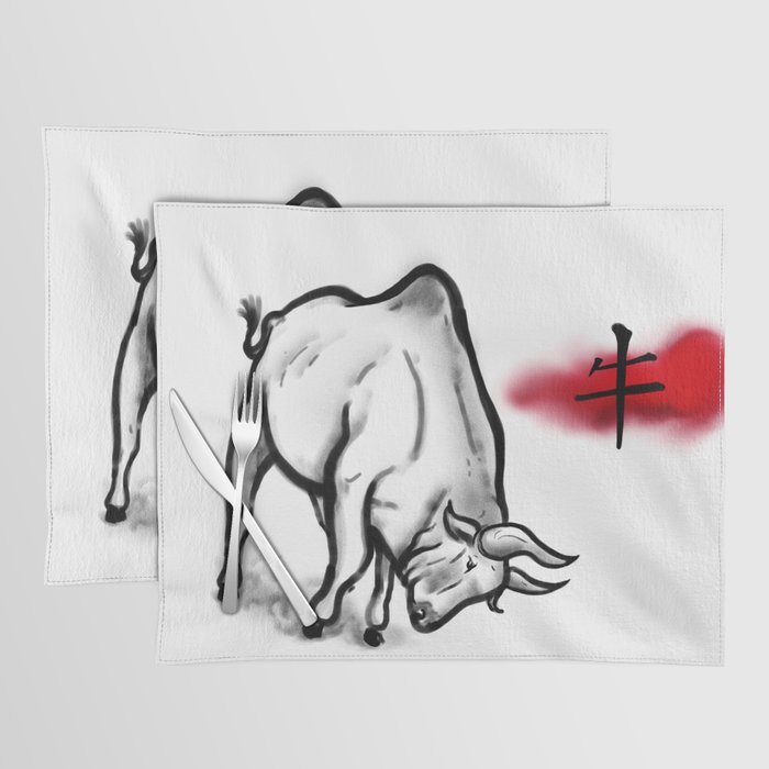 Chinese Ink Ox Placemat