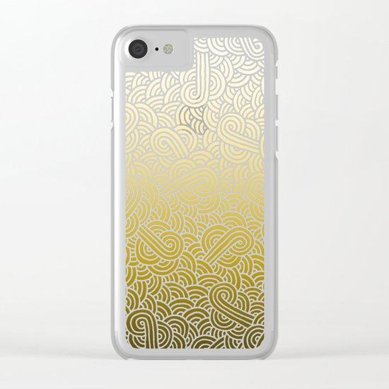 Ombre yellow and white swirls doodles Clear iPhone Case