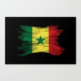 Senegal flag brush stroke, national flag Canvas Print