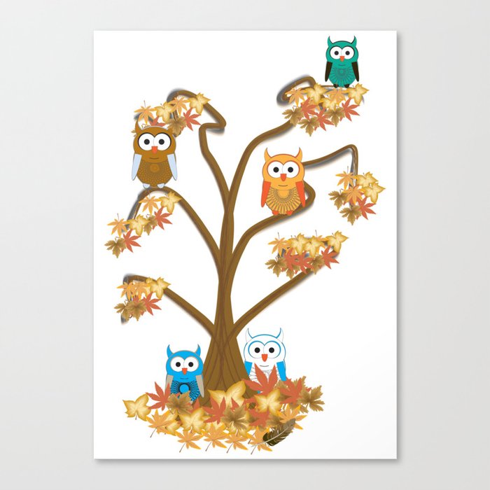 Autumn Fall (Owls) Canvas Print