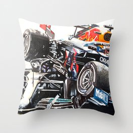 Hamilton Verstappen collision Throw Pillow