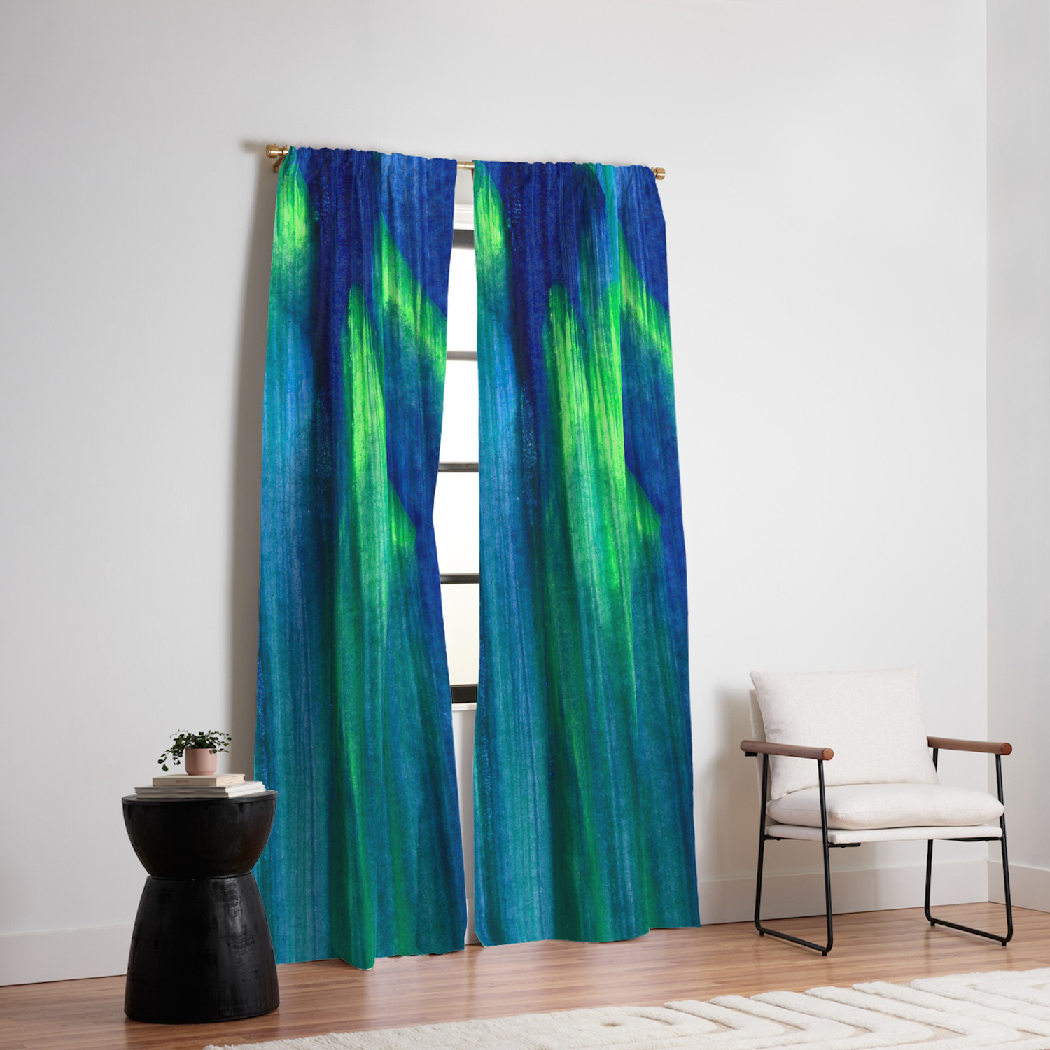 Northern Lights Abstract Painting Blackout Curtain By