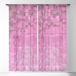 Pink Pixelated Pattern Sheer Curtain