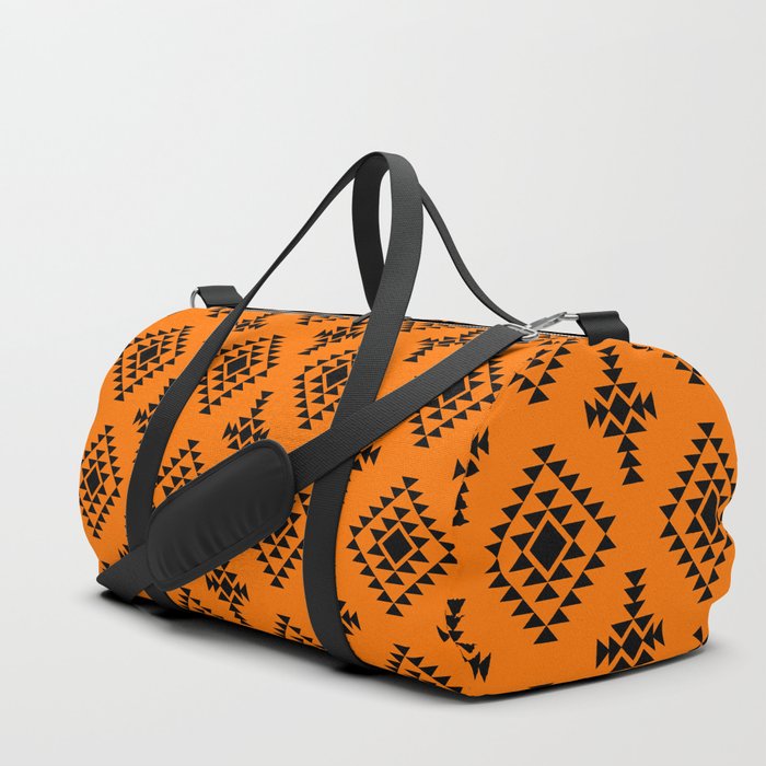 Orange and Black Native American Tribal Pattern Duffle Bag