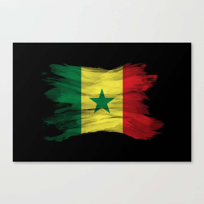 Senegal flag brush stroke, national flag Canvas Print