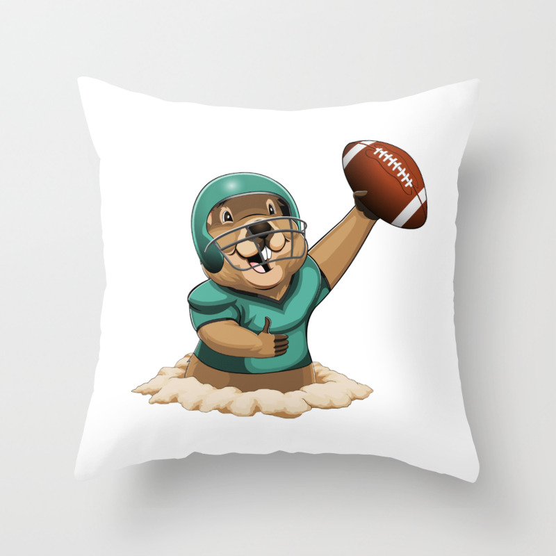 Groundhog Football Throw Pillow By Merchmojo Society6