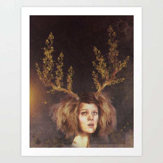The Golden Antlers Art Print