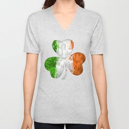 Irish Tricolour Shamrock V Neck T Shirt