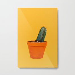Cactus on Yellow Background Metal Print