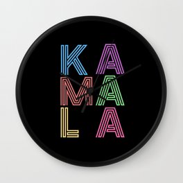 Vice president Kamala in colorful retro letters Wall Clock