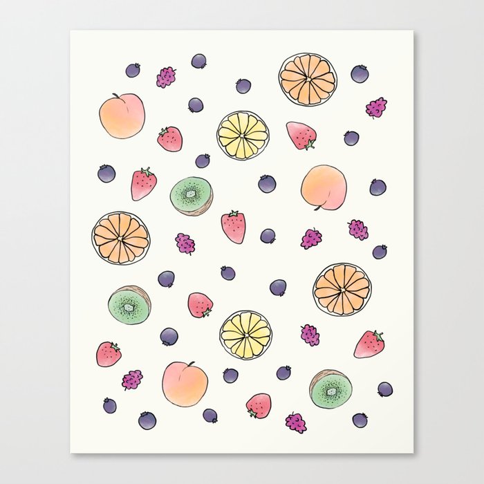 Watercolor fruit pattern Canvas Print