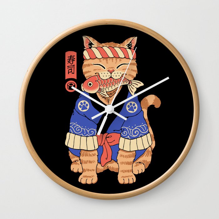 Sushi Meowster Wall Clock