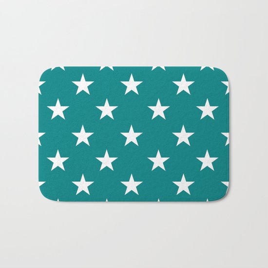Stars (White/Teal) Bath Mat