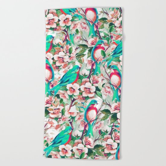 Birds & Flowers #society6 #decor #buyart Beach Towel