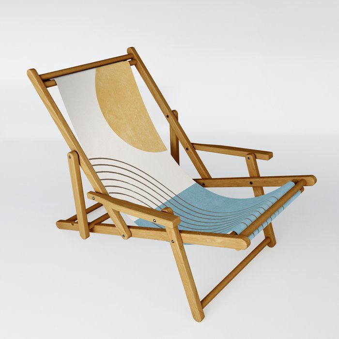 Sunny ocean Sling Chair | Graphic-design, Ocean, Sea, Sunny, Sun, Sunrise, Gold-sun, Rainbow, Arch, Abstract