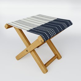 Spotted Stripes, Ivory and Navy Blue Folding Stool