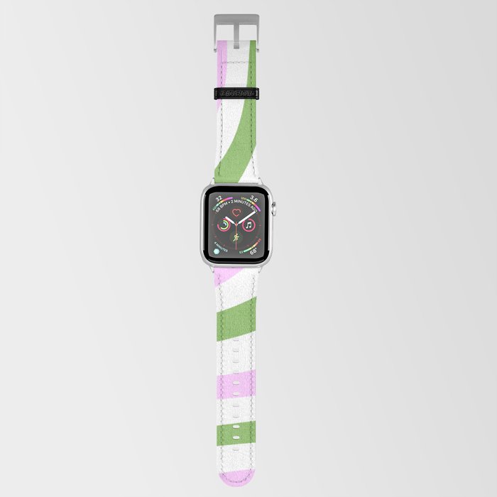 Pastel Pink and Green Stripes Apple Watch Band