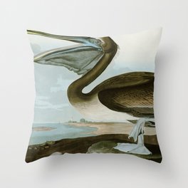 Brown Pelican - John James Audubon's Birds of America Print Throw Pillow