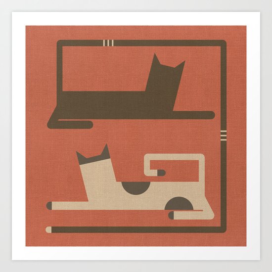 CATS IN LOVE (abstract animals) Art Print
