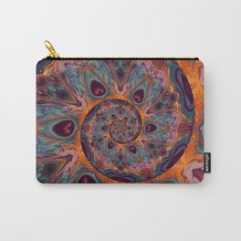 Autumn Peacock Spiral - Abstract Art by Fluid Nature Carry-All Pouch | Gold, Feather, Peacockeye, Coil, Spiral, Acrylic, Purple, Autumnal, Blue, Digital 