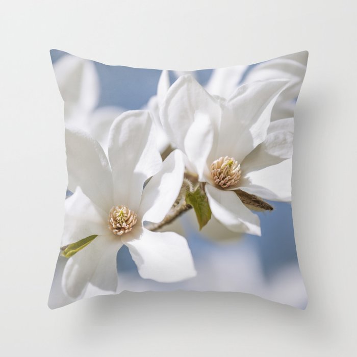 White Magnolia Throw Pillow