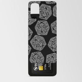 d20 - white on black - icosahedron doodle pattern Android Card Case