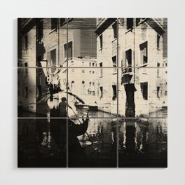 Italian Gondola Black and White Photo Wood Wall Art